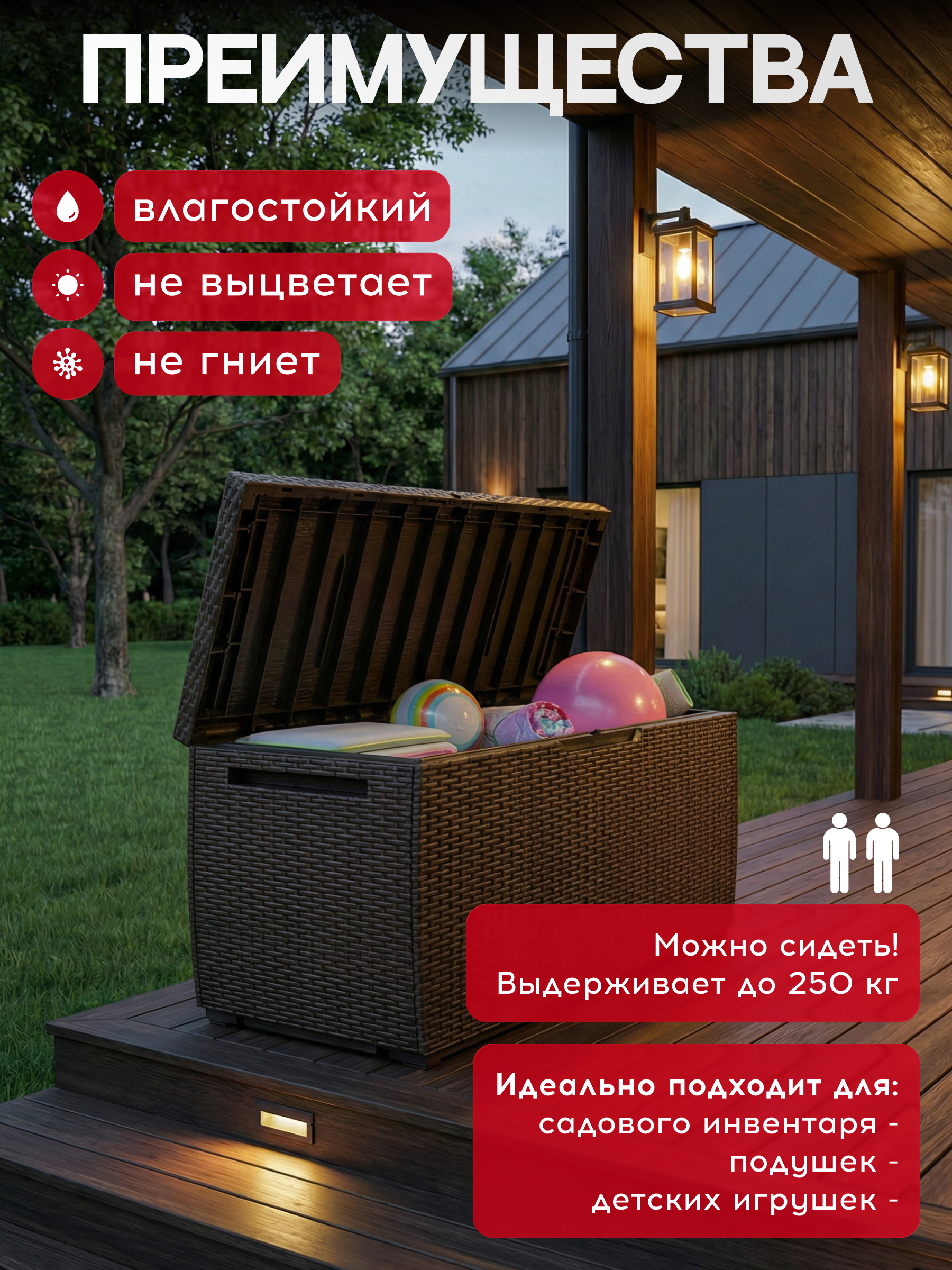 Сундук Ратан Капри (RATTAN STORAGE BOX CAPRI) 305л, коричневый