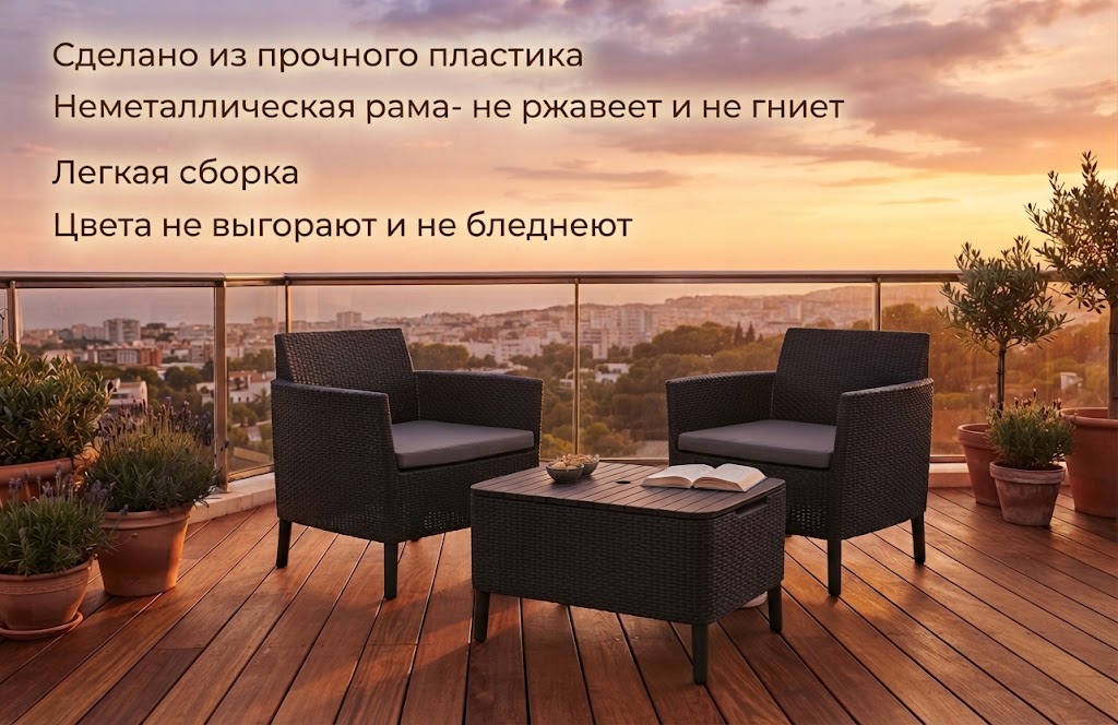 Комплект мебели Салемо балкон (Salemo balcony set) коричневый