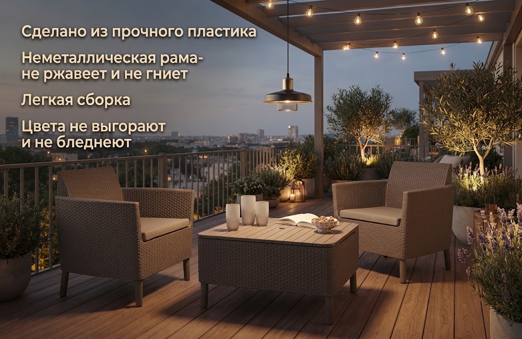 Комплект мебели Салемо балкон (Salemo balcony set) капучино