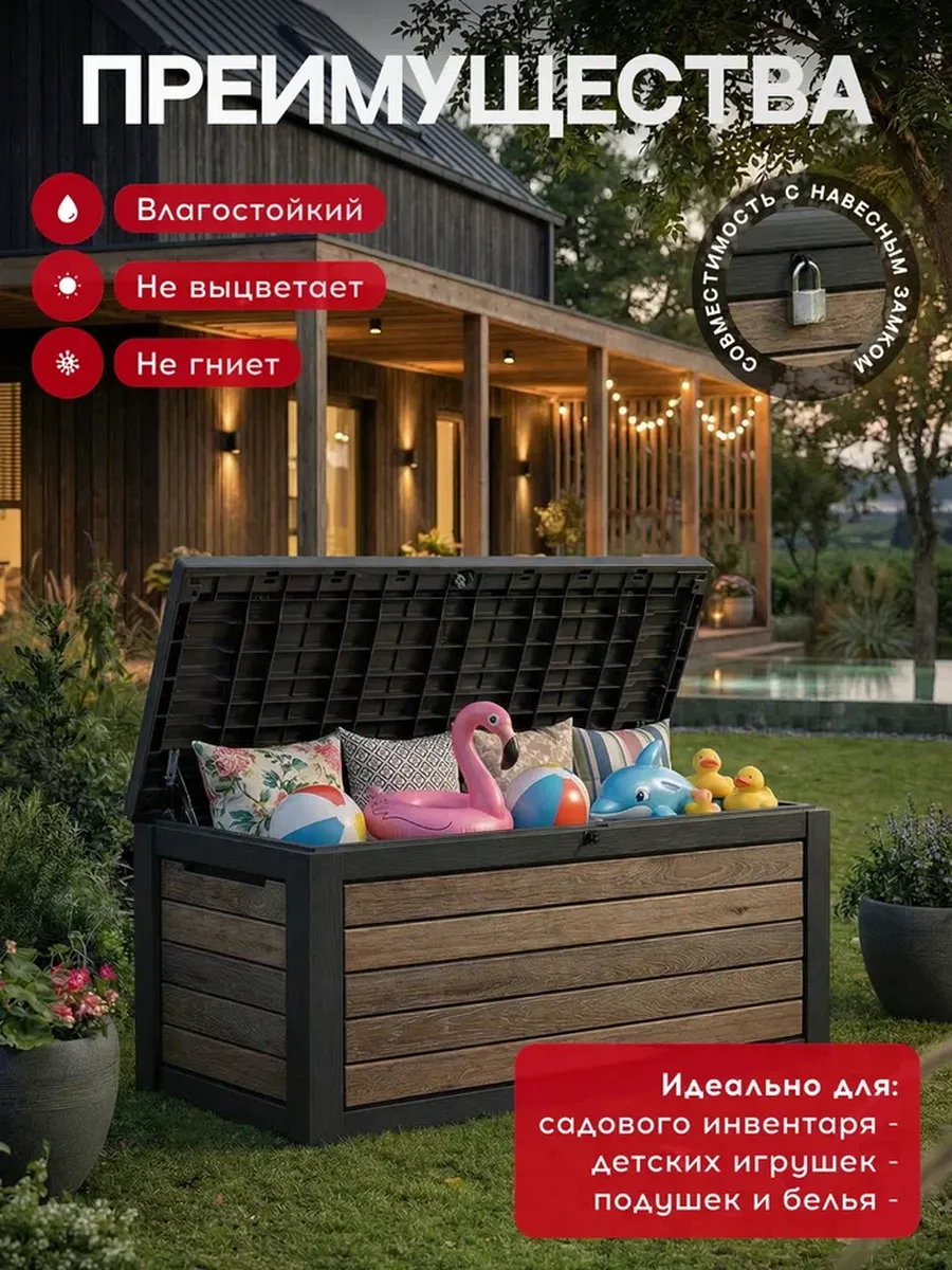 Сундук Деко 630л (Deco deck 630 L Walnut) темно-коричневый