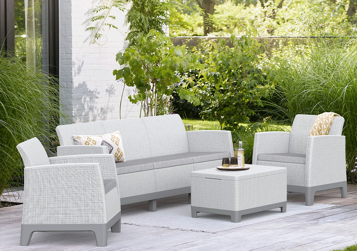 Комплект мебели Сканди Форма (Scandi Forma set with 3 seater sofa and storage box jute table Ash grey & Storm Grey) св.серый