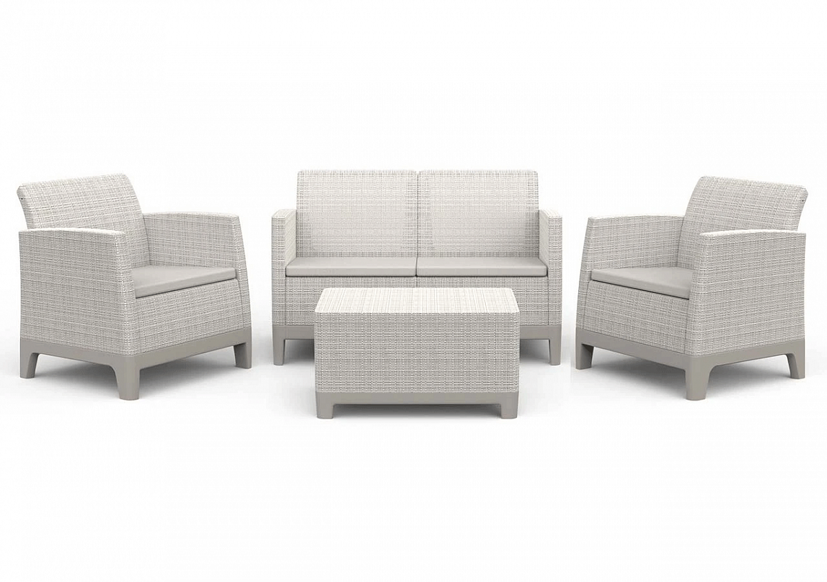 Комплект мебели Сканди Форма (Scandi Forma set with 2 seater sofa and storage box jute table Pebble Grey & Soft beige ) бежевый