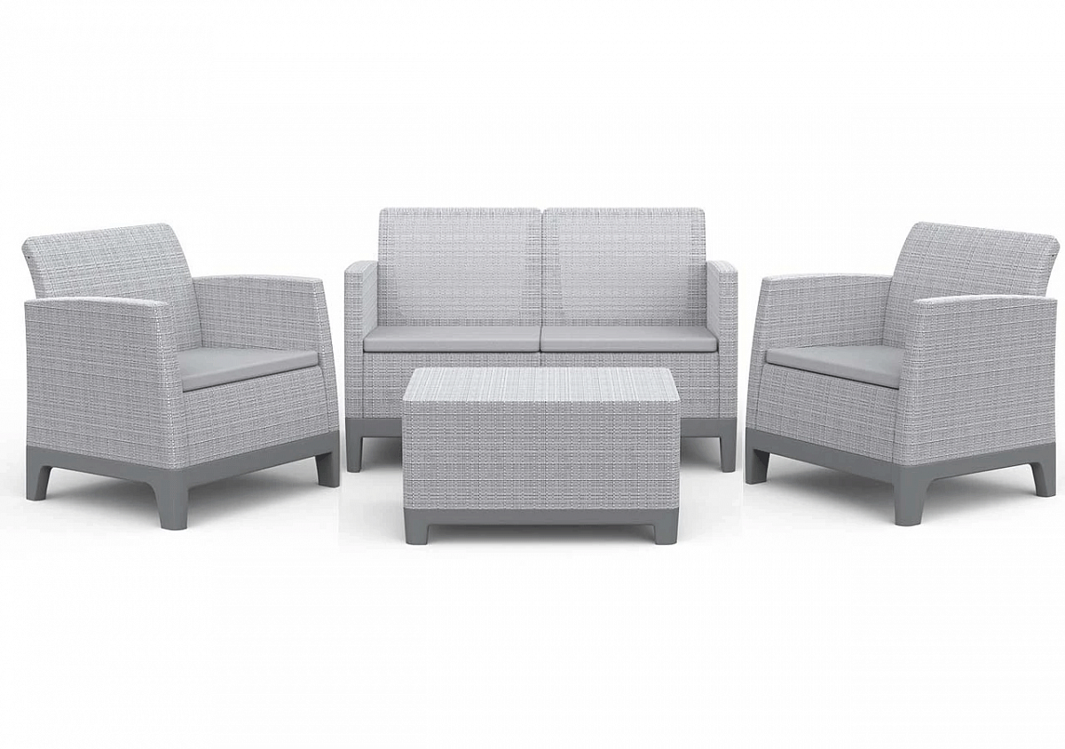 Комплект мебели Сканди Форма (Scandi Forma set with 2 seater sofa and storage box jute table Ash grey & Storm Grey) св.серый