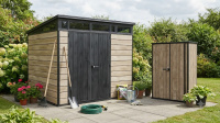 Комплект для хранения: сарай "Pent 9x7" + шкаф "Vertical Shed" 1400л (светло-коричневый)
