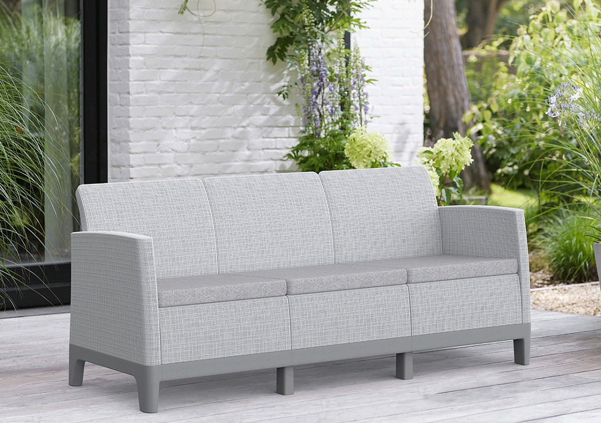 Комплект мебели Сканди Форма (Scandi Forma set with 3 seater sofa and storage box jute table Ash grey & Storm Grey) св.серый