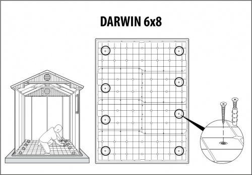 Сарай "Дарвин 6х8" (размеры 183 х 244 см), серый