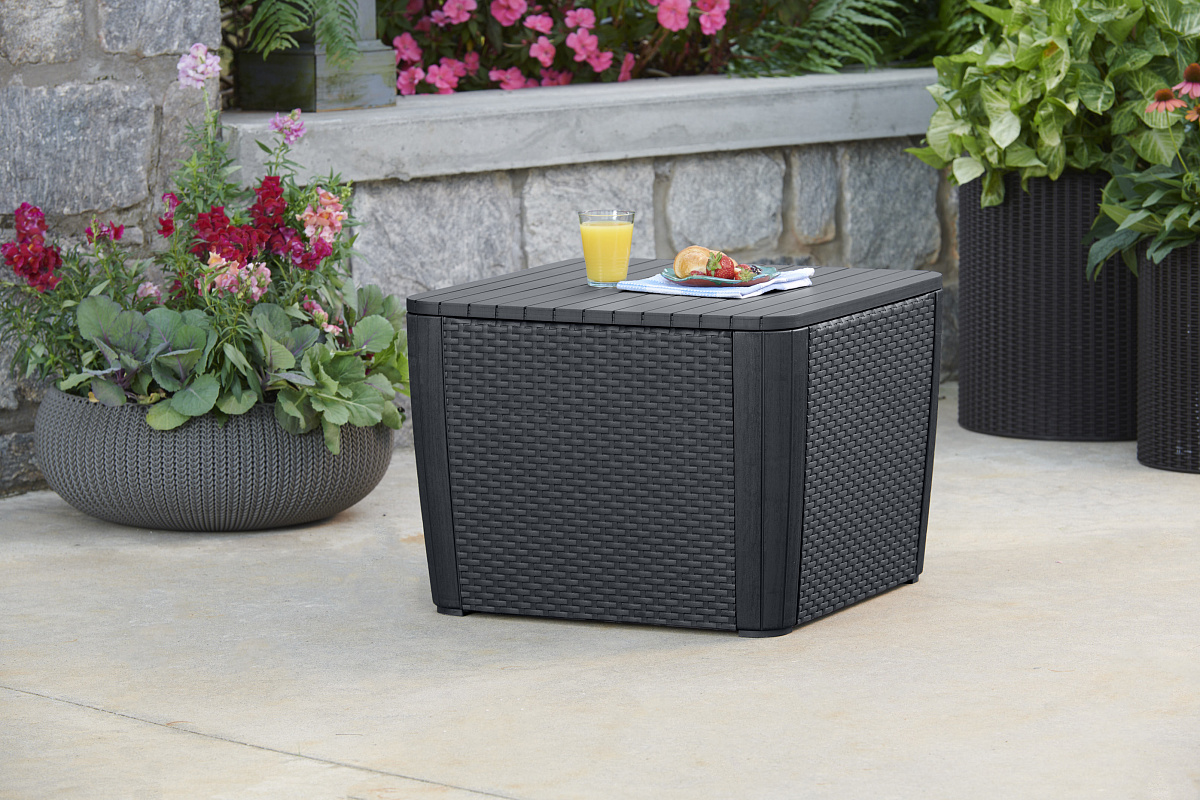 Стол-сундук Лузон Плюс (Luzon Plus Flat Wicker), графит