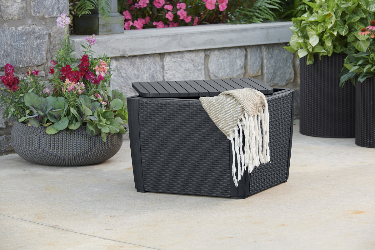Стол-сундук Лузон Плюс (Luzon Plus Flat Wicker), графит