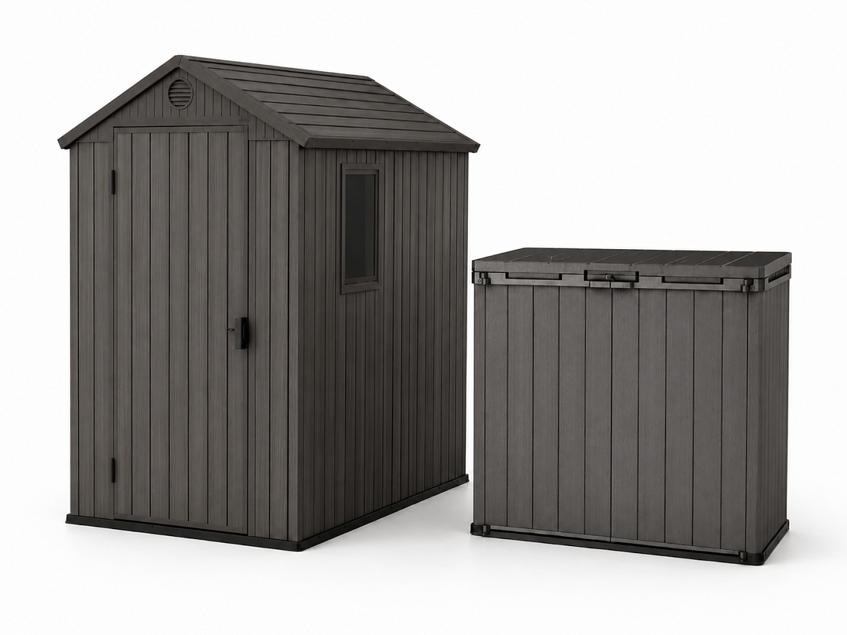 Комплект для хранения: сарай "Darwin 4х6" + ящик-шкаф "Darwin" 1150 л (графит)