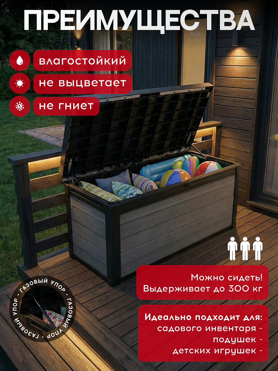Сундук Кортина (Cortina box 570L) 570л, графит
