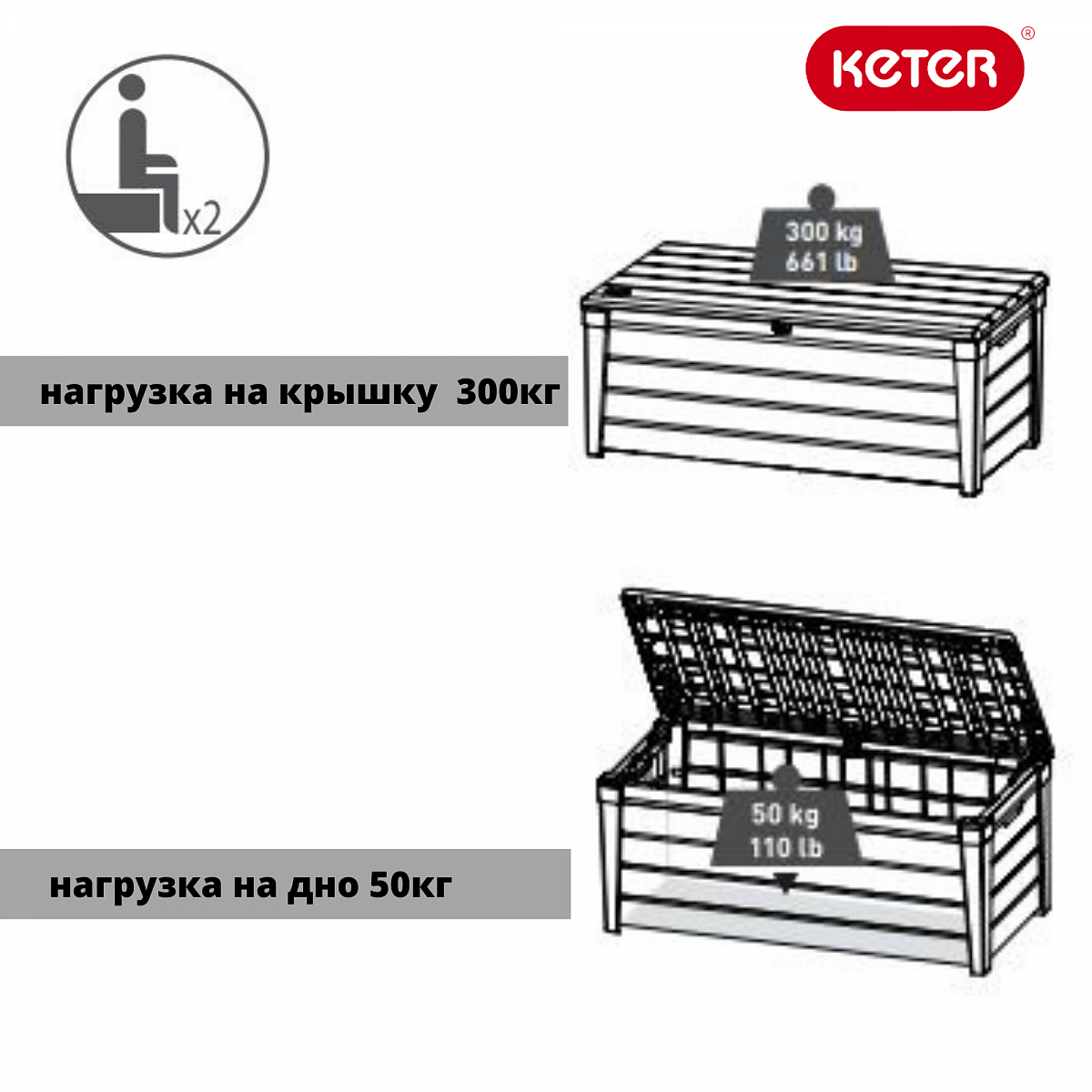 Сундук Брайтвуд (Brightwood) 455л., коричневый