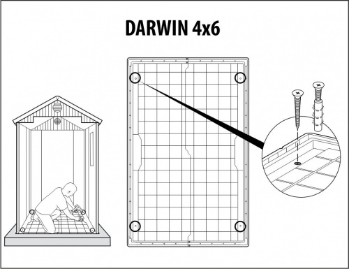 Сарай "Дарвин 4х6" (размеры 118 х 184 см), серый