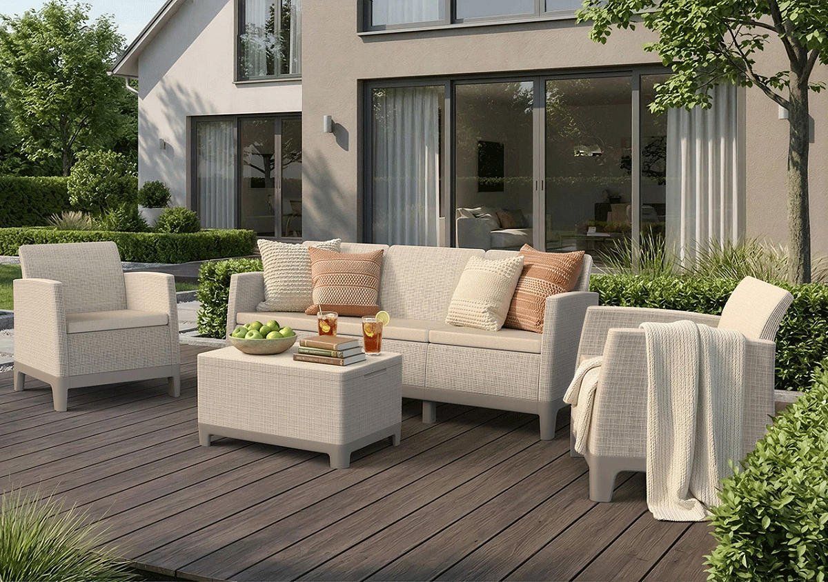 Комплект мебели Сканди Форма с тройным диваном   бежевый
