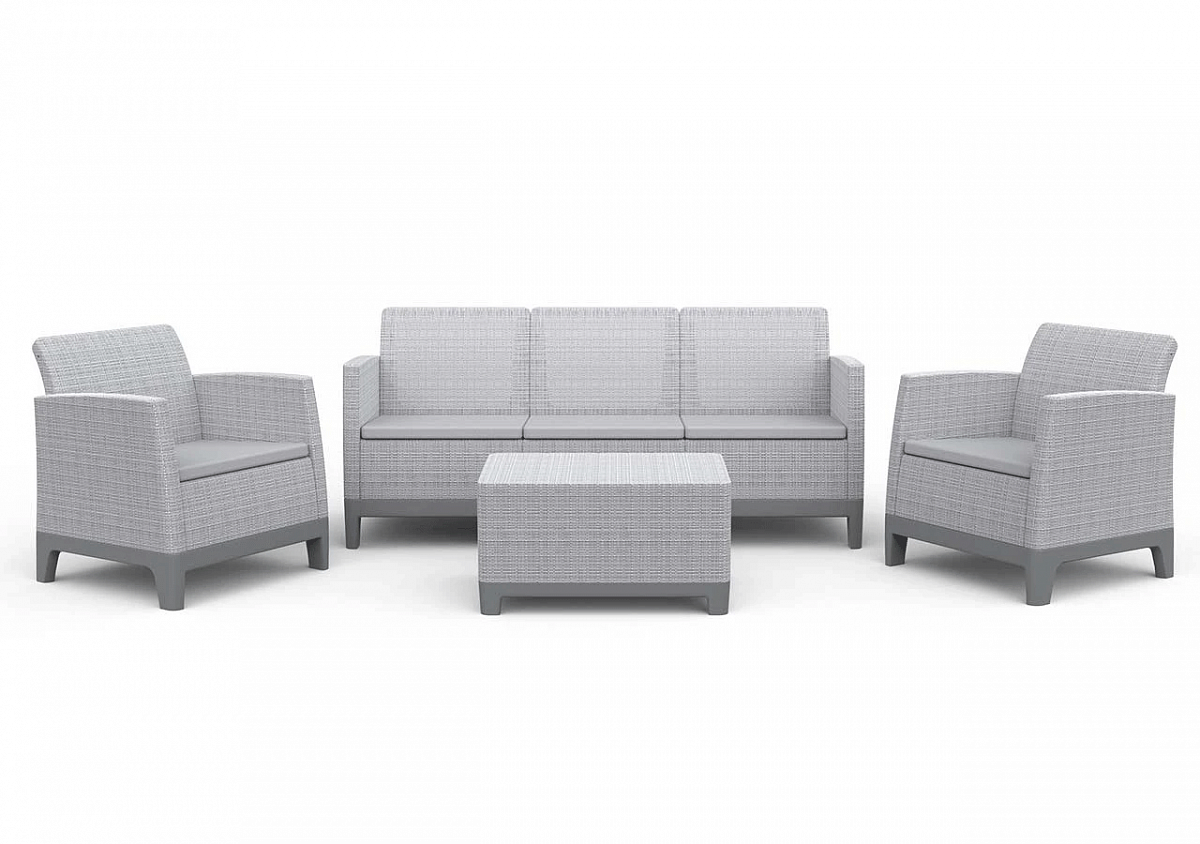 Комплект мебели Сканди Форма (Scandi Forma set with 3 seater sofa and storage box jute table Ash grey & Storm Grey) св.серый