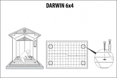 Сарай "Дарвин 6х4" (размеры 183 х 121 см), серый