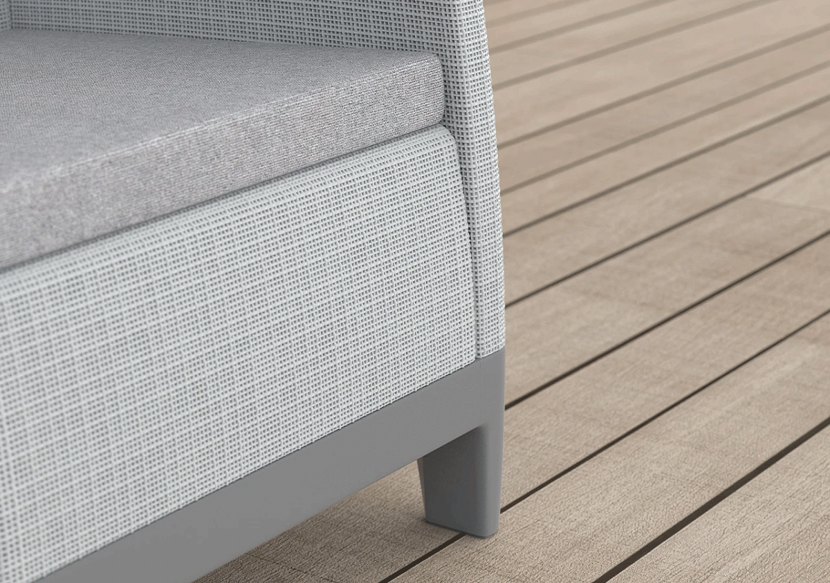 Комплект мебели Сканди Форма (Scandi Forma set with 3 seater sofa and storage box jute table Ash grey & Storm Grey) св.серый