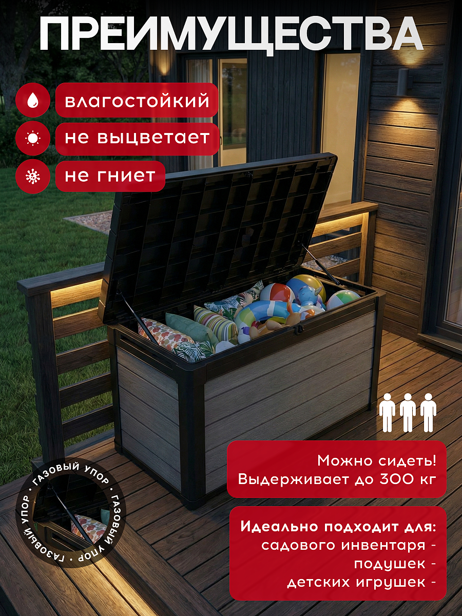 Сундук Кортина (Cortina box 380L) 380л, графит
