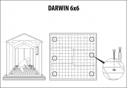 Сарай "Дарвин 6х6" (размеры 183 х 182 см), коричневый