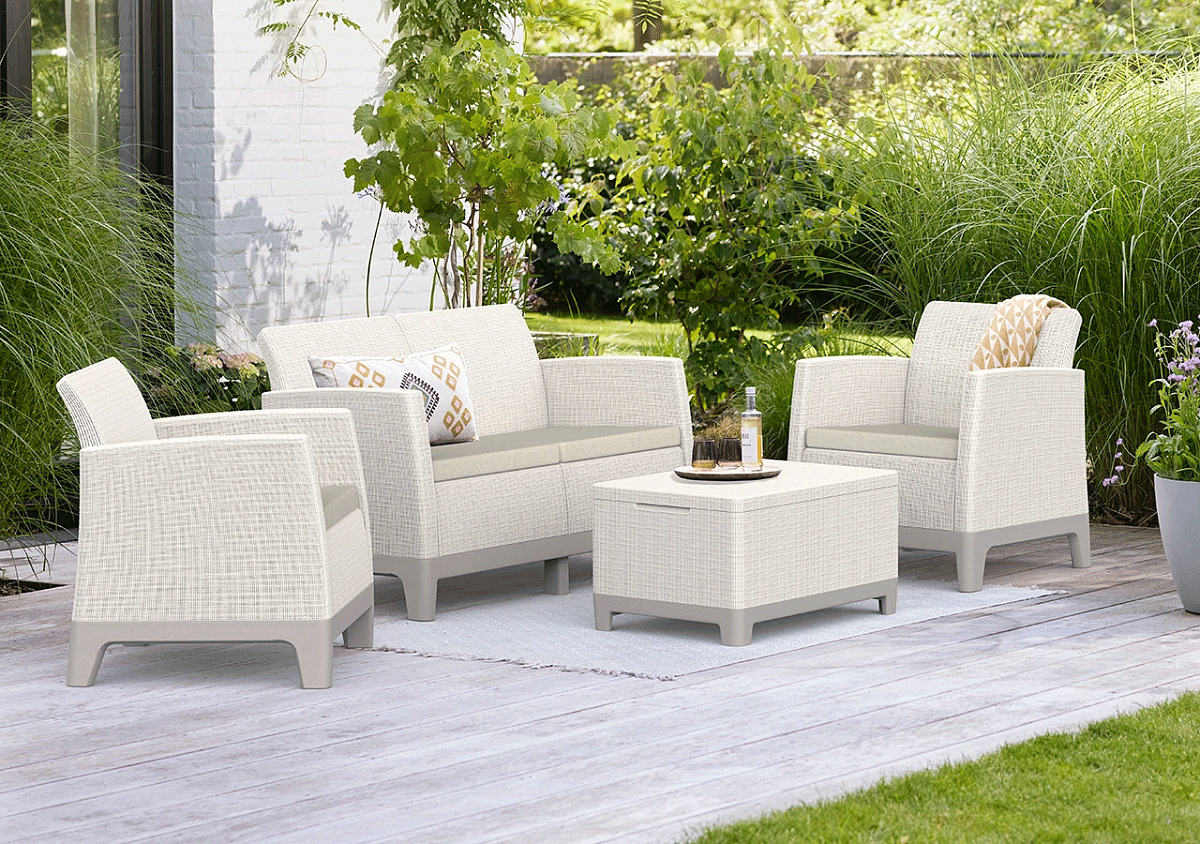 Комплект мебели Сканди Форма (Scandi Forma set with 2 seater sofa and storage box jute table Pebble Grey & Soft beige ) бежевый
