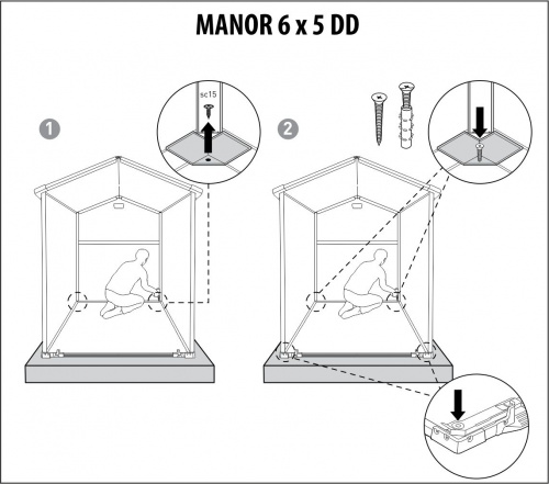 Сарай Манор 6x5DD (two windows at the front) (Manor 6x5DD), серый